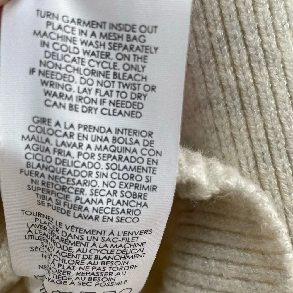 CAbi Lux Oatmeal Cowl Neck Cropped Length Tapered Sleeve Drop Shoulder Sweater - Picture 8 of 12